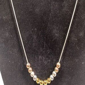 Sterling silver snake chain necklace with 12 sterling silver beads